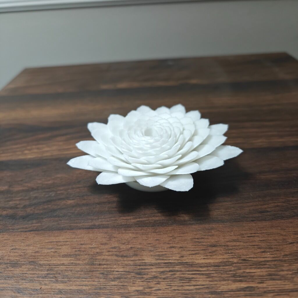 3D printed white water lily flower sculpture